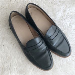 J Crew Black Leather Loafers Size 7.5